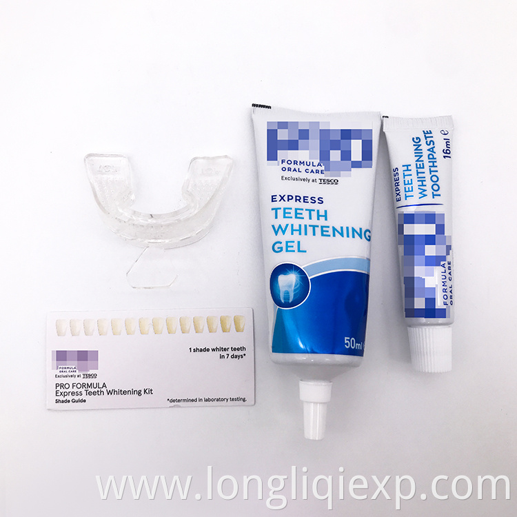 Teeth Whitening Kit 50ml Gel 16ml Toothpaste With Tooth colorimetric card and tooth tray